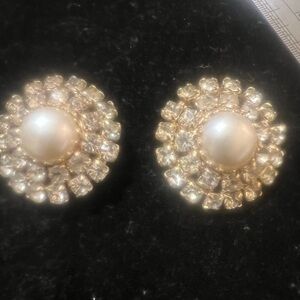 Vintage Rhinestone & Faux pearl earrings